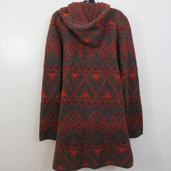 Toad & Co size XL Merino Diamond Hoodie Open Cardigan Lambswool Boho Western - Picture 6 of 6